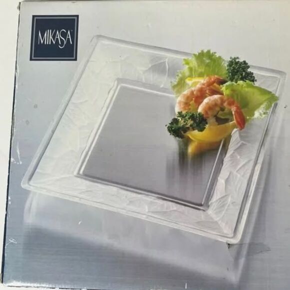 Mikasa Clear Crystal Garden Splendor Serveware Square Plate 11.5" Platter - Picture 1 of 9